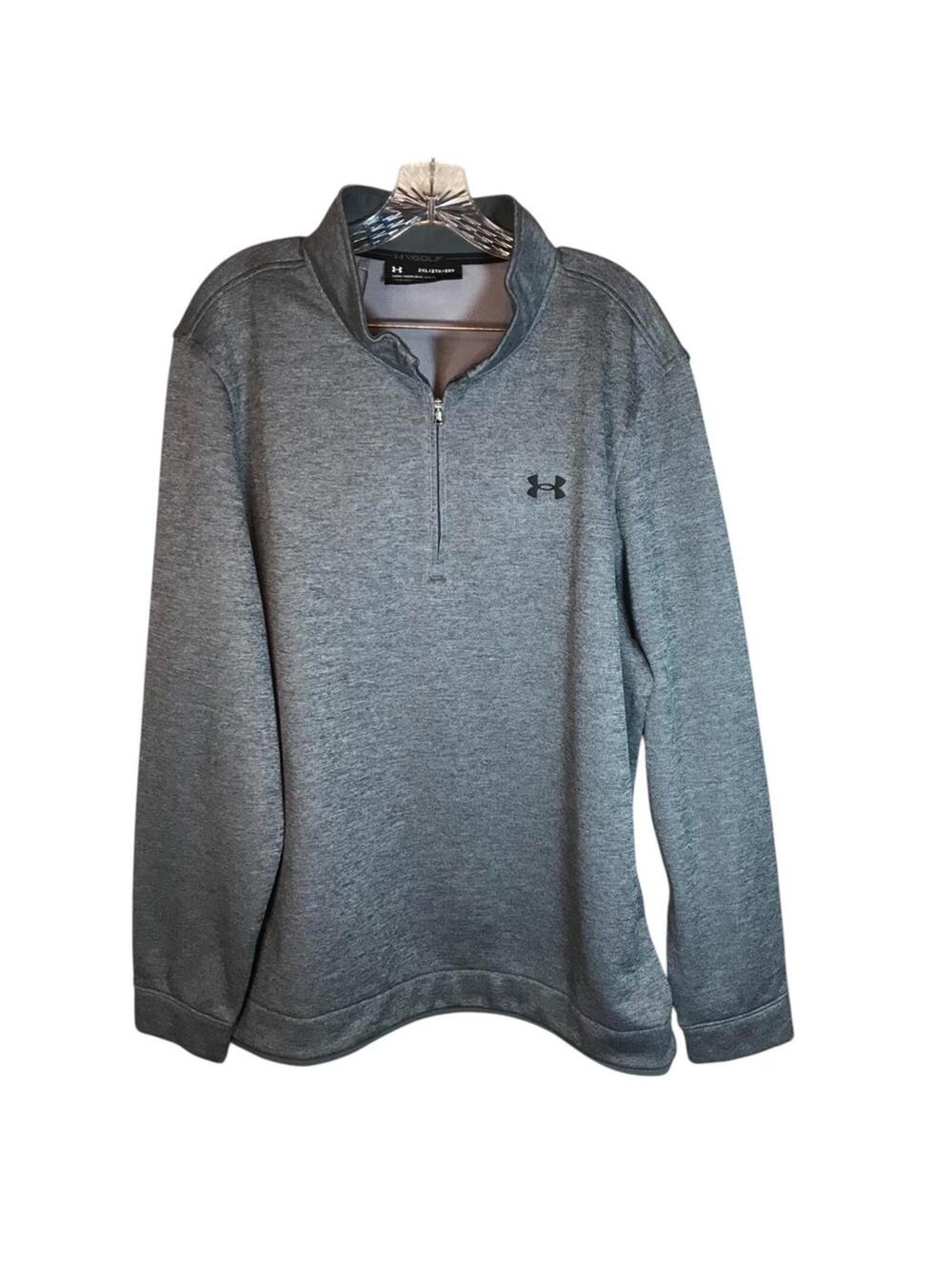 NEW under armour golf men 1/4 zip sweatshirt 2XL gray longsleeve water repellent